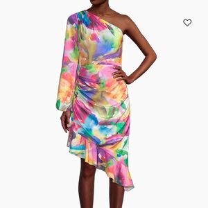 Liv Foster Asymmetric Watercolor Cocktail Dress